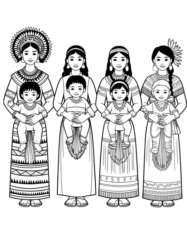 Coloring Pages for African American Kids – 10 Printable PDF & SVG Files – Black Mom & Me ZIP Bundle - Image 2