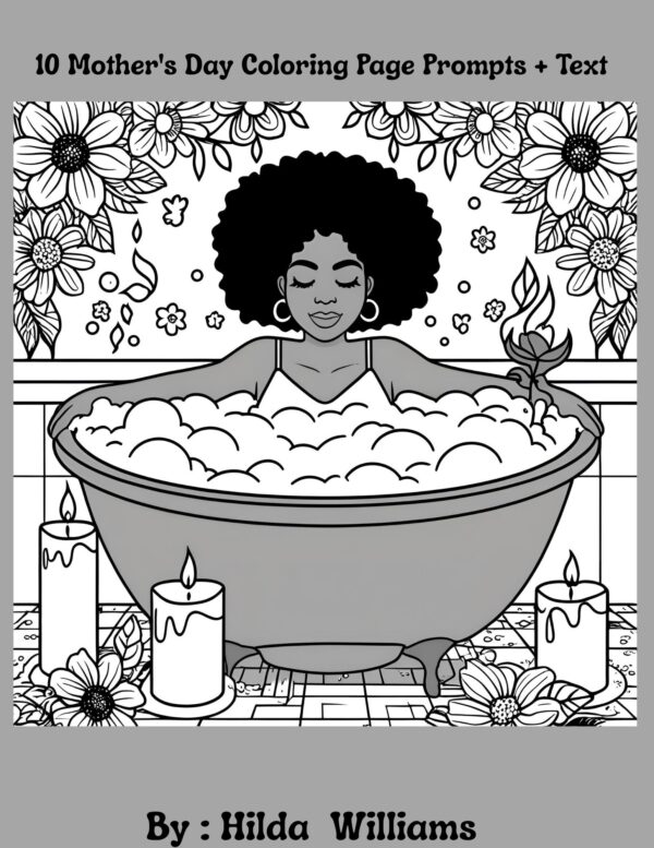 Mother’s Day Coloring Pages for African American Kids – 10 Printable PDF & SVG Files – Black Mom & Me ZIP Bundle