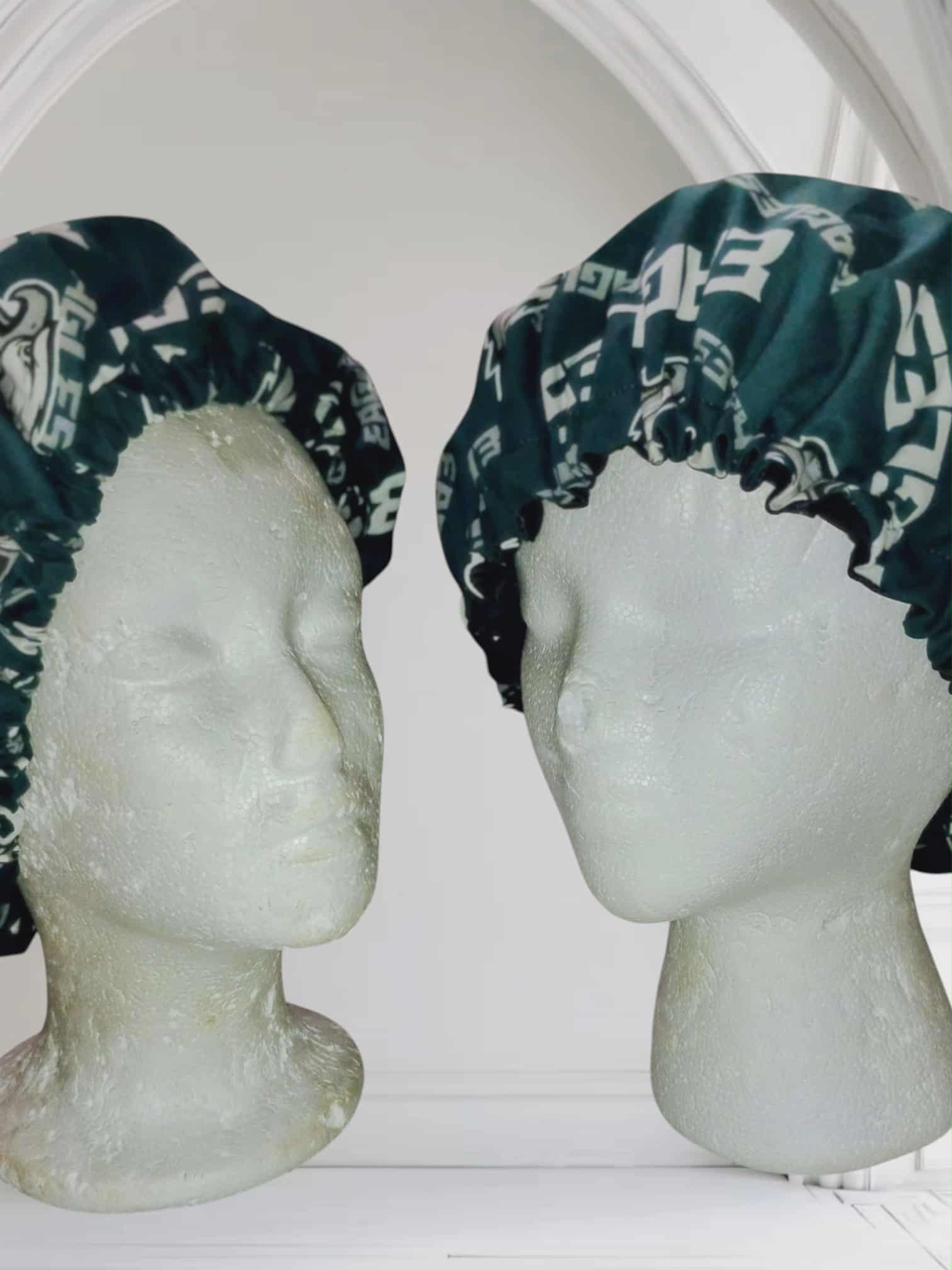 Green & White theme *Reversible Satin Bonnet Set - Image 3