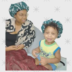 Green & White theme *Reversible Satin Bonnet Set